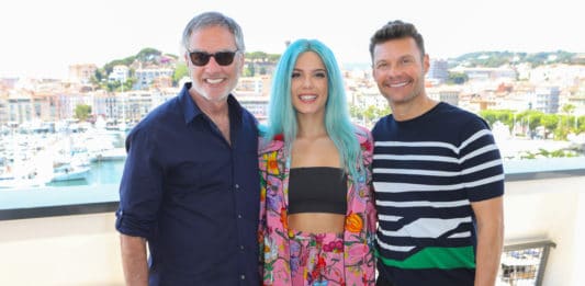 iHeartMedia Chairman/CEO Bob Pittman, recording artist Halsey and iHeart air personality Ryan Seacrest pose after the company's "fireside chat" on driving creativity and success during the June 2017 Cannes Lions Festival in Cannes, France. (Photo by Tony Barson/Getty Images for iHeartMedia)