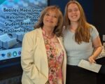 Eleven Future Broadcasters Get Cash Help From MBA Kelly Broder (right) of East Sandwich, MA, a rising sophomore at Boston University accepts the $5,000 Al Sprague Memorial Scholarship from MBA Immediate Past Chair and Beasley Media VP and Market Manager Mary Menna.