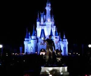 Walt Disney World Magic Kingdom lit up at night