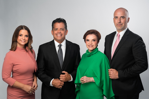 Norma Ribeiro, Jorge Viera, Lourdes Del Río, and Eduardo Padilla, who comprise the Entravision Ahora news team.
