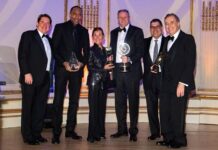Star Power Lights Up The Plaza For BFOA Gala BFOA President Tim McCarthy, Stephen A. Smith, Judge Judy Sheindlin; Mark Lazarus; BFOA Chair Scott Herman; and Ernest A. Liebre (Photo Credit: Ricardi Media)