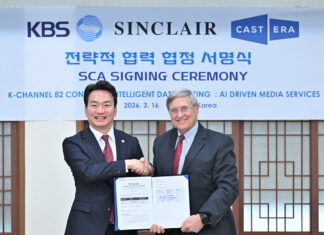 K-Pop! Sinclair Opens An Avenue For KBS In U.S. KBS President Park Jang-beom, left, and Sinclair top technology leader Del Parks