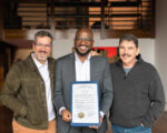GAIM Saluted By Nashville As Marathon Village HQ Opens Otto Padrón, Co-President & COO of Get After It Media; Jamari Brown, Senior Director of Economic and Community Development, Office of Mayor Freddie O’Connell; Joel Wertman, Co-President & CEO of Get After It Media. (Photo by Chase Thompson, Get After It Media.)